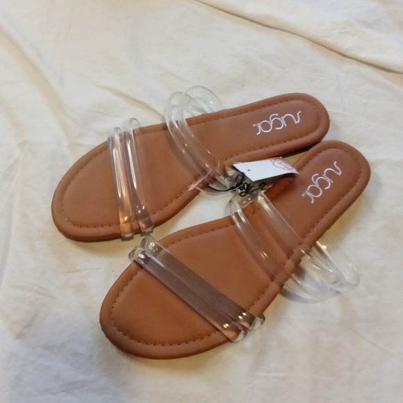 SUGAR WOMENS CLEAR STRAPPY BILAL SANDALS SZ M  7.5 - Picture 8 of 9